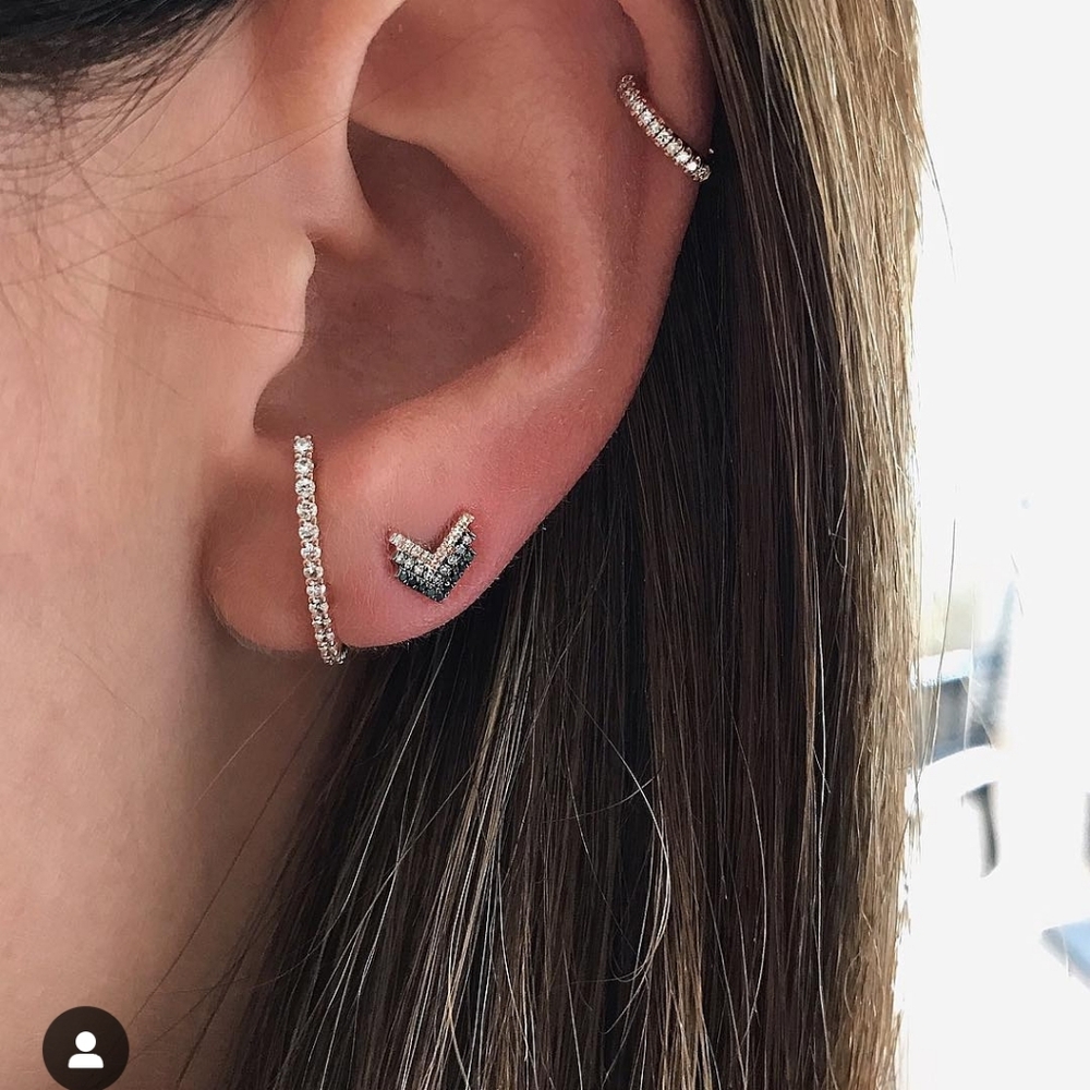 EF Collection Rose Gold Faded Shield Earrings